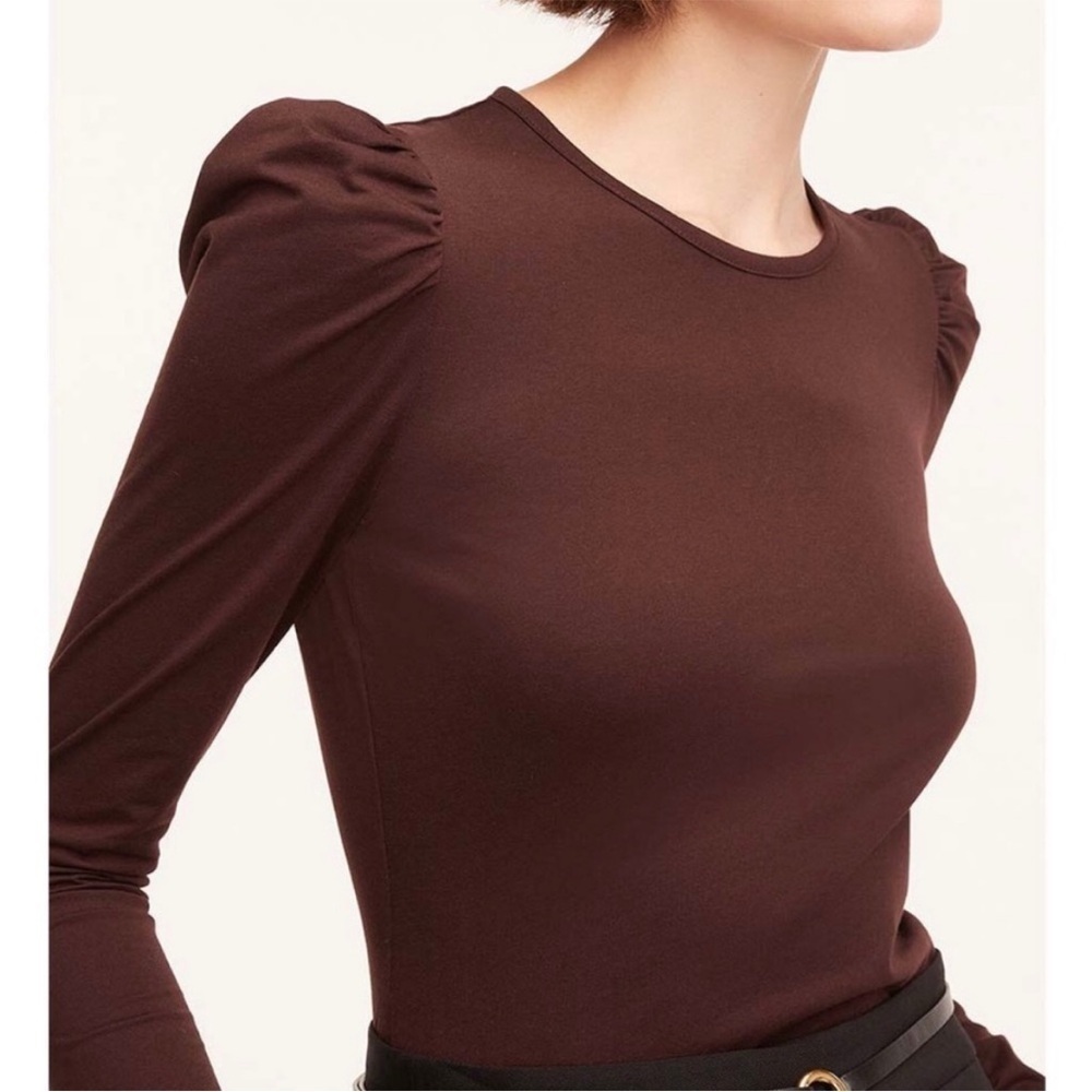 Rebecca Taylor Ruched Long Sleeve Brown Top Size Large NWT - Picture 4 of 11